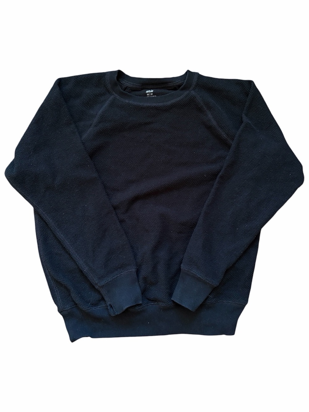 Aerie Waffle Knit Crewneck Sweatshirt Black Long Sleeve Cozy Pullover Casual